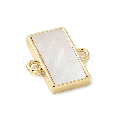 Brass Pave Natural White Shell Connector Charms KK-S522-03B-G-1