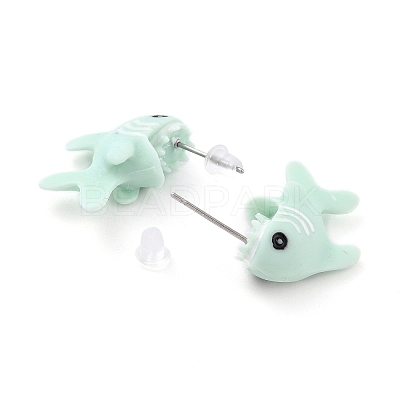 Cute Shark Resin Stud Earrings LS-EJEW-K089-07P-1