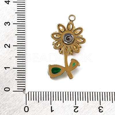 304 Stainless Steel & Glass Fidget Spinner Fidget Spinner Pendants GL-CBA17B7-02G-E-1