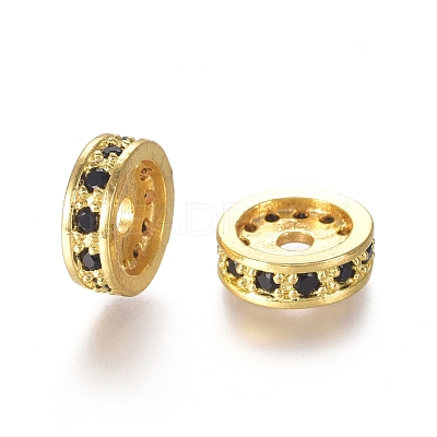 Brass Micro Pave Cubic Zirconia Spacer Beads ZIRC-L088-03B-G-1