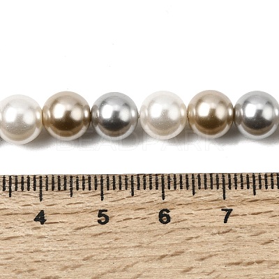 Baking Paint Pearlized Glass Pearl Round Bead Strands PEAR-H019-02C-12-1