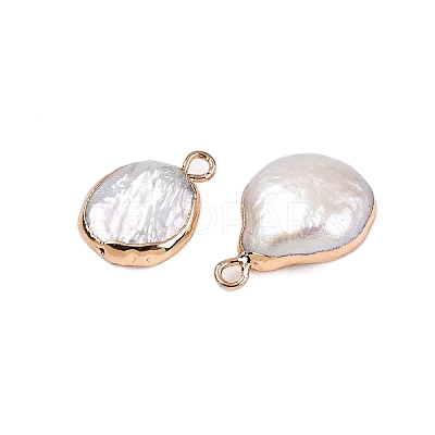 Electroplated Natural Keshi Pearl Teardrop Pendants PEAR-S018-02K-01-1