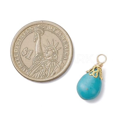 Dyed Synthetic Turquoise Pendants PALLOY-JF04355-01-1