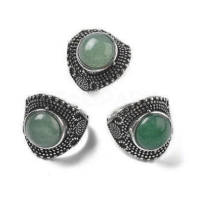 Natural Green Aventurine Adjustable Rings RJEW-I108-03AS-05-1