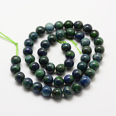Natural Chrysocolla and Lapis Lazuli Beads Strands G-P281-03-8mm-1