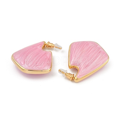 Brass Enamel Stud Earrings EJEW-Q391-01G-04-1