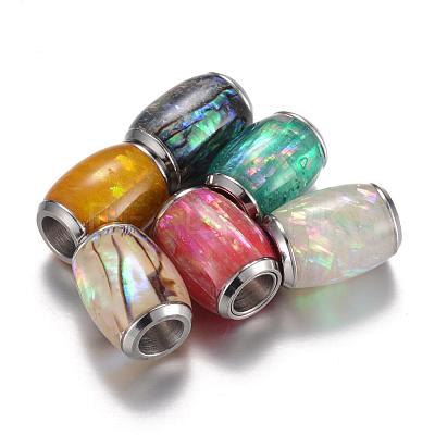 304 Stainless Steel Enamel Magnetic Clasps with Glue-in Ends STAS-P096-M-1