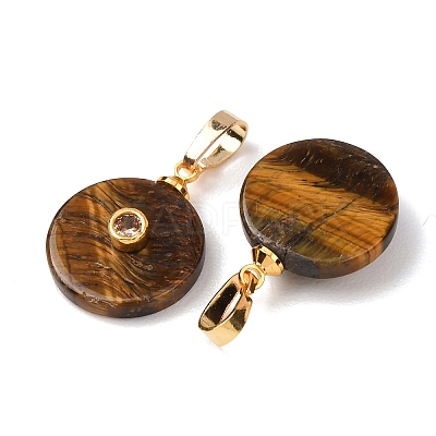 Natural Tiger Eye Pendants G-P628-03G-03-1