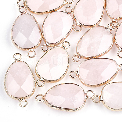 Natural Rose Quartz Links connectors G-S344-02N-1