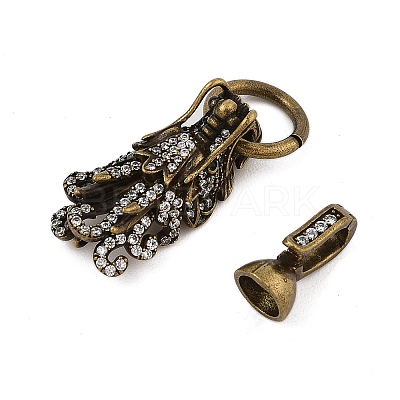 Brass Micro Pave Cubic Zirconia Fold Over Clasps KK-L223-003AB-1