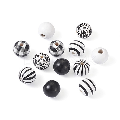 180Pcs 6 Style Natural Wood Beads WOOD-BT0001-09-1