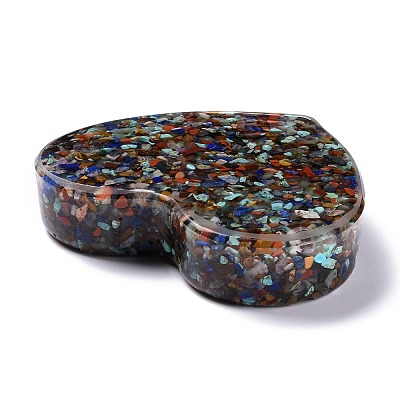 Resin with Natural Mixed Stone Chip Stones Ashtray DJEW-F015-03D-1