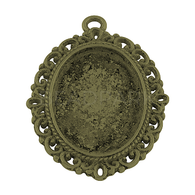 Tibetan Style Oval Alloy Pendant Cabochon Settings TIBEP-Q054-44AB-NR-1