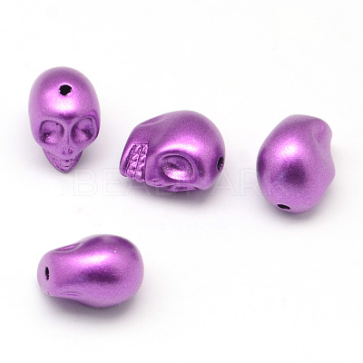 Matte Spray Painted Skull Acrylic Beads ACRP-Q017-02-1