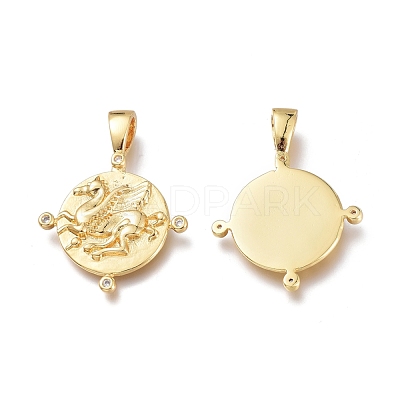 Brass Micro Pave Clear Cubic Zirconia Pendants ZIRC-Q023-03G-1