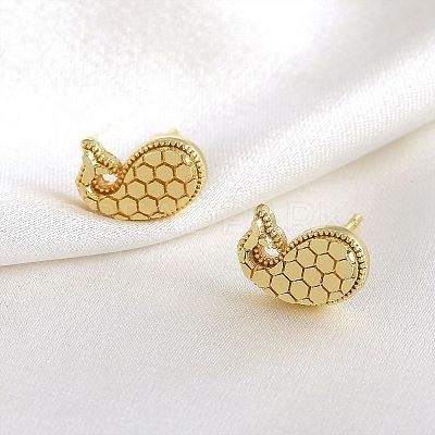 Brass Honeycomb Stud Earrings WGF1300-02-1