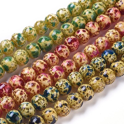 Retro Style Handmade Lampwork Beads Strands LAMP-D179-01-8MM-1