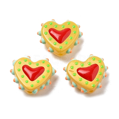 Baking Paint Glass Bumpy Beads Heart X-LAMP-V001-07H-1