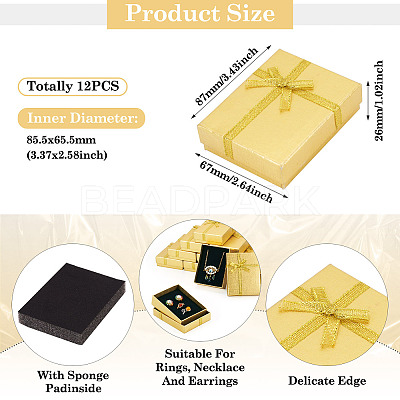 Rectangle Paper Jewelry Set Storage Boxes with Bowknot X1-CON-TAC0014-04F-1
