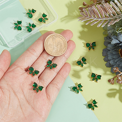 12Pcs Brass Glass Charms KK-PH0013-43B-1