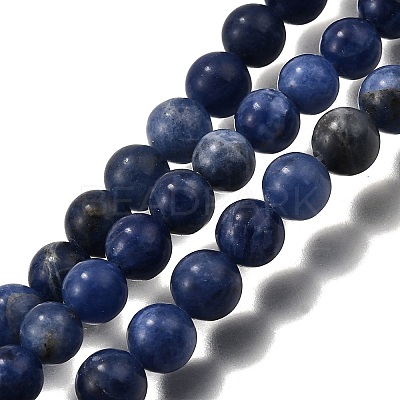 Natural Sodalite Round Beads Strands G-E329-8mm-39-1