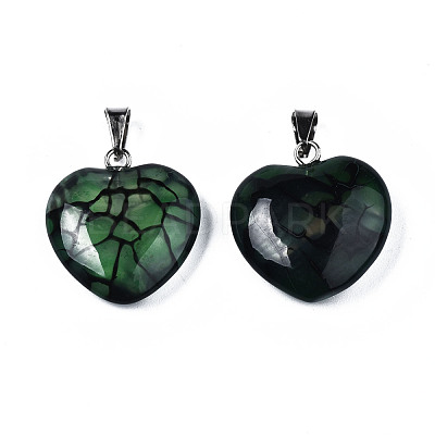 Natural Dragon Veins Agate Pendants G-N0325-14C-1