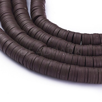 Flat Round Handmade Polymer Clay Bead Spacers X-CLAY-R067-4.0mm-38-1