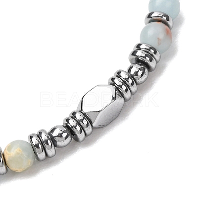 Adjustable 304 Stainless Steel Gemstone Beaded Bracelets FS-WG23DE2-07-1