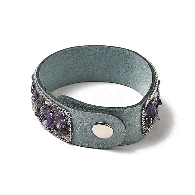 Faux Suede Snap Cord Bracelet LS-BJEW-F428-10-1