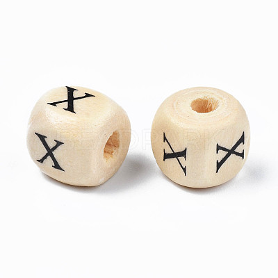 Natural Maple Wood Printed Beads X-WOOD-Q030-36-1