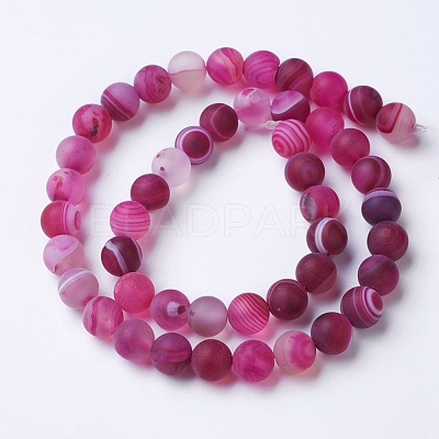 Natural Grade A Striped Agate/Banded Agate Beads Strands G-E478-8mm-1