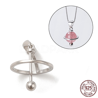 Anti-Tarnish Rhodium Plated 925 Sterling Silver Locket Style Planet Pinch Bails STER-NH0001-55C-P-1