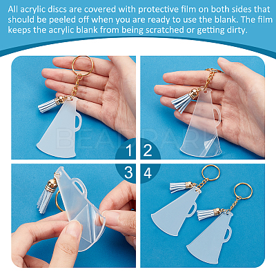 Trumpet Shape Transparent Blank Acrylic Keychain KEYC-AB00057-1