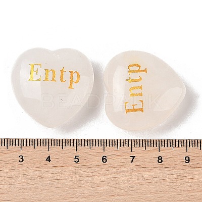 Natural Quartz Crystal Heart Engraving MBTI Figurines Statues for Home Office Desk Decorations G-K353-05O-1