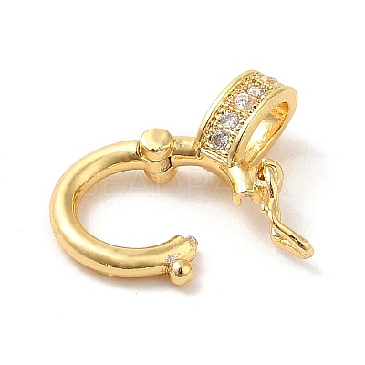 Brass Micro Pave Clear Cubic Zirconia Twister Clasps KK-Q772-14G-1