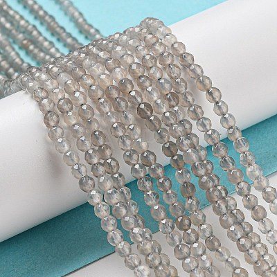 Natural Grey Agate Beads Strands G-Q004-B01-01-1