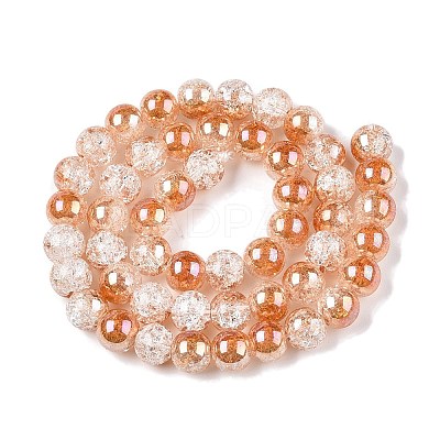 Electroplated Crackle Glass Beads Strands EGLA-N014-8mm-01-1