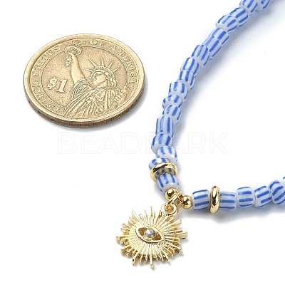 Alloy Pendant Necklace with Glass Seed Beaded Chains NJEW-JN04381-1