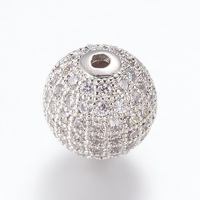 Brass Micro Pave Cubic Zirconia Beads ZIRC-E134-12mm-04P-1