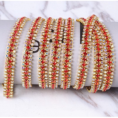Brass Rhinestone Strass Chains CHC-WH0001-05G-1