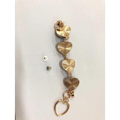 Alloy Plush Cloth Fabric Heart Link Chain for DIY Keychains AJEW-WH0188-88E-1