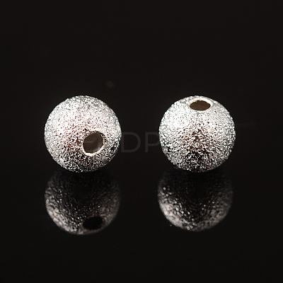 6mm Silver Color Plated Brass Textured Beads X-EC248-S-1