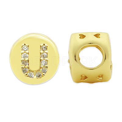 Brass Micro Pave Clear Cubic Zirconia Beads KK-T030-LA843-UX3-1