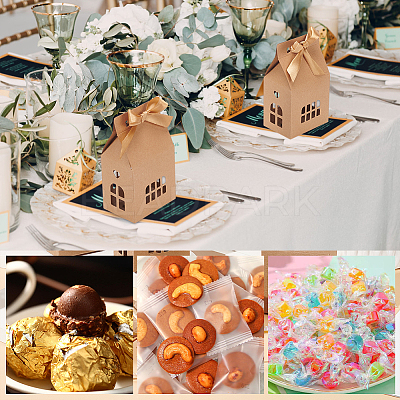 Hollow House Shaped Kraft Paper Candy Boxes CON-WH0105-12-1