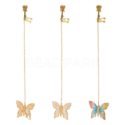 3Pcs Butterfly Acrylic & Alloy Musical Note Guitar Charm Bookmark AJEW-TA00045-1