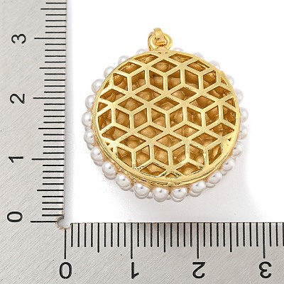 Rack Plating Brass & ABS Plastic Imitation Pearl Pendants KK-N255-03A-G-RS-1