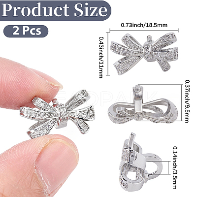 2Pcs Alloy Micro Pave Cubic Zirconia Bowknot Clip AJEW-CP0010-55-1