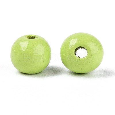 Spray Painted Round Natural Schima Wood Beads WOOD-A018-8mm-19-1