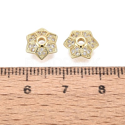 Brass Micro Pave Clear Cubic Zirconia Bead Caps KK-Q071-13G-02-1