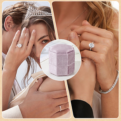 Velvet Cover Plastic Couple Ring Box VBOX-WH20003-001J-1